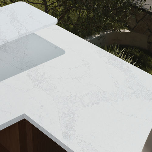 Tampo de bancada em sílica - Calacatta Era - Fujian Ultracera New Materials CO.,Ltd - sintético / para cozinha / para banheiro