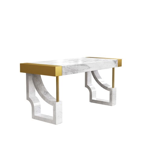 Mesa secretária de piso - QUEENA - Hommés Studio - contemporânea / em aço inoxidável polido / em mármore