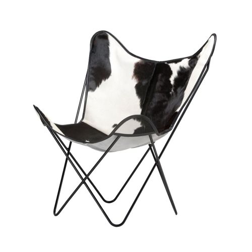 Cadeira de design original - BKF COWHIDE - Butterfly Original - para ambiente interno / em pele de vaca / com base em aço