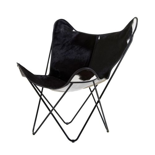 Cadeira de design original - BKF DYED NORMANDE COWHIDE - Butterfly Original - para ambiente interno / em pele de vaca / com base em aço