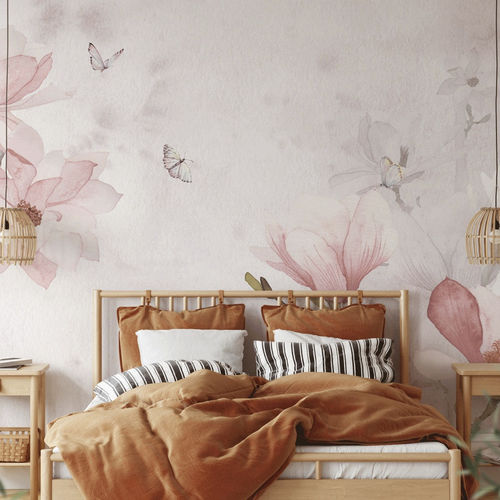 Papel de parede contemporâneo - aquarelle magnolia - MuralConcept - em tecido não tecido / floral / panorâmico
