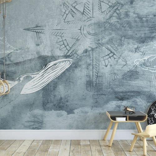 Papel de parede contemporâneo - baleine en mer - MuralConcept - em tecido não tecido / panorâmico / com motivos impressos
