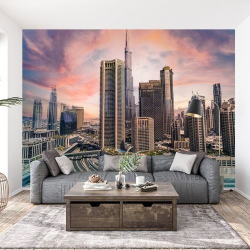 Papel de parede contemporâneo - Dubai city sunset - MuralConcept - em tecido não tecido / panorâmico / multicores