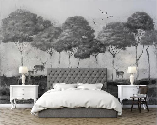 Papel de parede contemporâneo - Pins & Cerfs Mystiques - MuralConcept - em tecido não tecido / com natureza / panorâmico