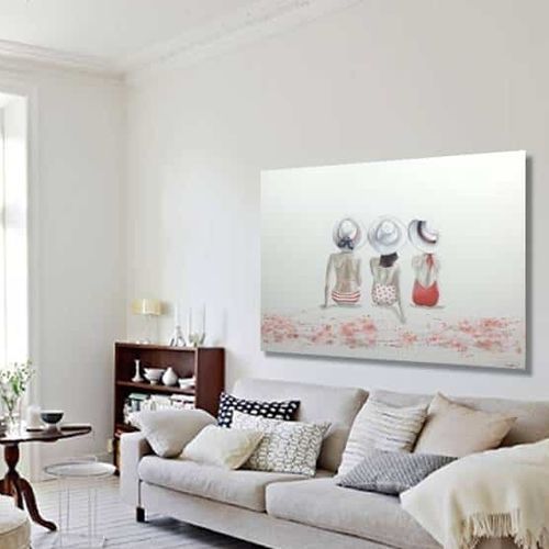 Quadro decorativo em acrílico - MUJERES PLAYA CORAL - OHORIGINAL BUSINESS SL - misto / pintado à mão / arte figurativa