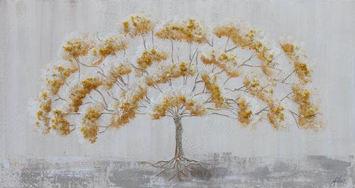 Quadro decorativo em acrílico - ÁRBOL DE LA VIDA AMARILLO  - OHORIGINAL BUSINESS SL - misto / pintado à mão / paisagem