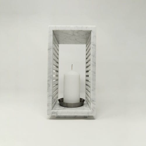 Lanterna contemporânea - LUXOR - CANDELA - MEDIUM - Pistore Marmi - em mármore / para lâmpada incandescente / quadrada
