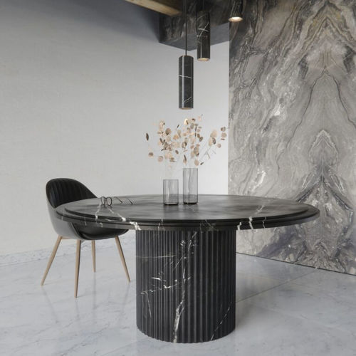Mesa de jantar contemporânea - AURA - Pistore Marmi - em mármore / com base em mármore / redonda