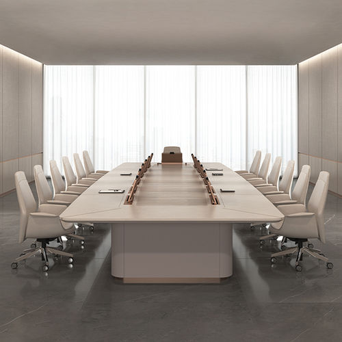 Mesa de reunião contemporânea - MONACO - Turadi - com folheado de madeira / em madeira laqueada / em couro