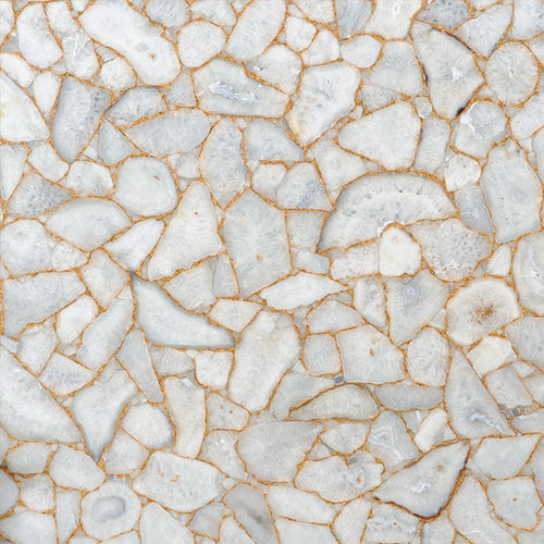 Placa de pedra em quartzo - AGATE WHITE CRYSTAL - Fiorantina Stone - para ambiente interno / polida / branca