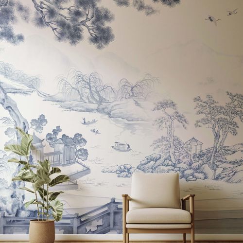 Papel de parede oriental - Kam et Leon - em tecido não tecido / vinílico / floral