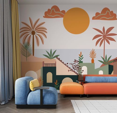 Papel de parede panorâmico - SOLEIL M&Eacute;DITERRAN&Eacute;EN - Kam et Leon - contemporâneo / em cartão / vinílico