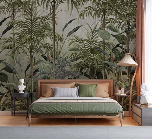 Papel de parede contemporâneo - JUNGLE SEREINE - Kam et Leon - em tecido não tecido / vinílico / floral