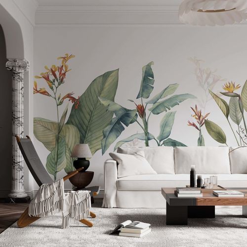 Papel de parede contemporâneo - JUNGLE AQUARELLE - Kam et Leon - vinílico / com natureza / listrado