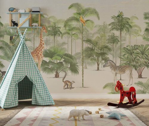 Papel de parede contemporâneo - GIRAFE - Kam et Leon - em tecido não tecido / vinílico / padrão de animais