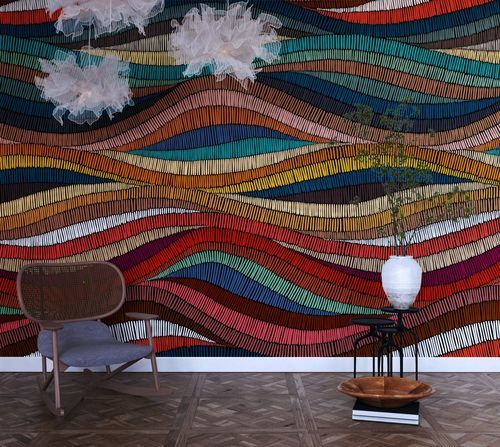 Papel de parede contemporâneo - &Eacute;CLAT DYNAMIQUE - Kam et Leon - em cartão / vinílico / estampado