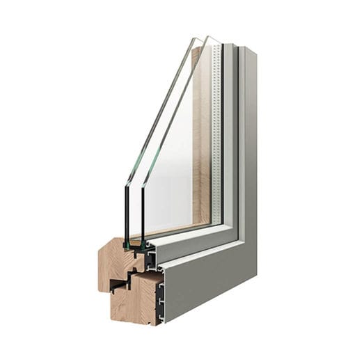 Janela em madeira‑alumínio - SOLID - Caiframe - em alumínio / em vidro / em madeira laminada colada