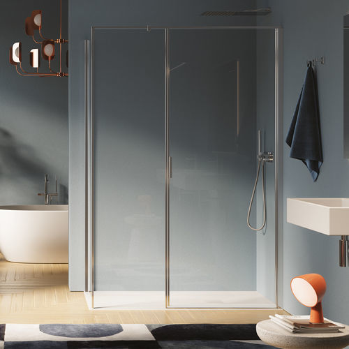 Box de banheiro de abrir - HINGED DOOR ON FIXED INLINE B2930 - SAMO - retangular / de canto / de canto