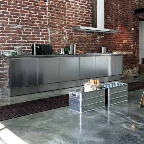 Cozinha contemporânea - E5 - Tisettanta - em aço inoxidável / grande / sem puxadores