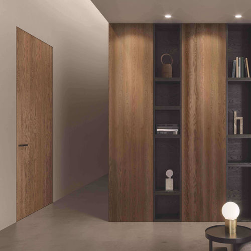 Porta interna - FILOMURO ONDA ROVERE TERRA E LACCATO NERO - GAROFOLI - em madeira maciça / em carvalho / de abrir