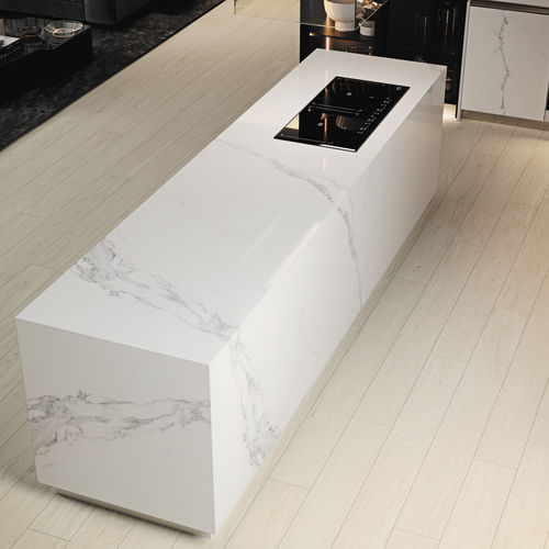 Tampo de bancada em grés porcelanato - COVERLAM TOP ESTATUARIO BOOK - GRESPANIA CERAMICA - para ambiente externo / branco / com acabamento fosco