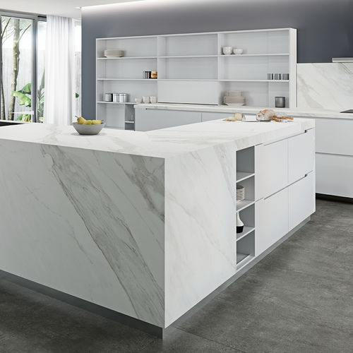 Tampo de bancada em grés porcelanato - COVERLAM TOP CALACATA - GRESPANIA CERAMICA - para ambiente externo / branco / com acabamento fosco