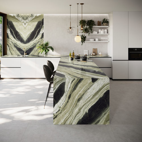 Tampo de bancada em grés porcelanato - COVERLAM TOP - JADE GREEN - GRESPANIA CERAMICA - da linha comercial / para ambiente interno / para ambiente externo