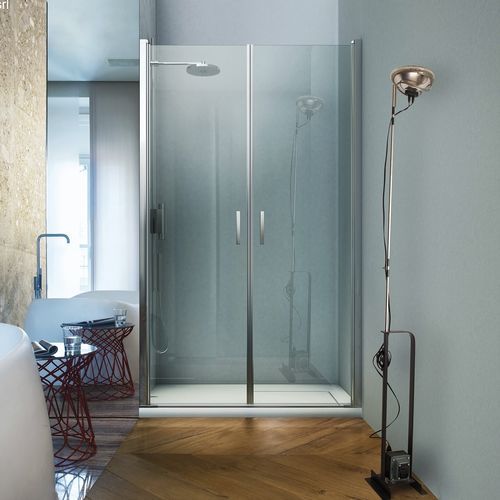 Cabine de banho em vidro - LINEA : LB - VISMARAVETRO - com porta de abrir / frontal / vidro transparente