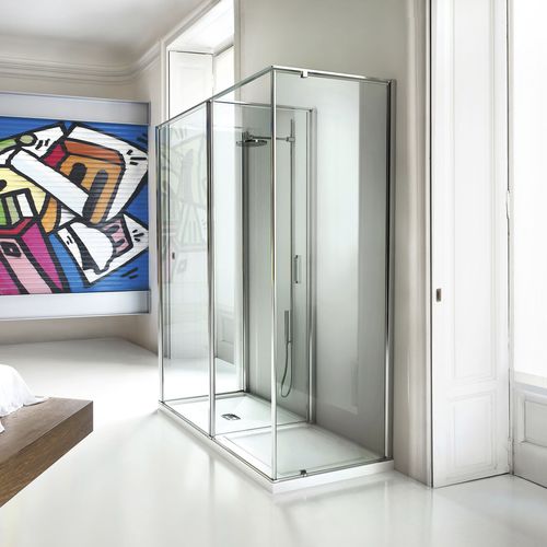 Cabine de banho em vidro - LINEA : IN 3  - VISMARAVETRO - com porta pivotante / retangular / vidro transparente