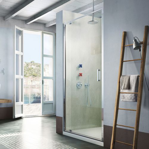 Cabine de banho em vidro - JUNIOR : GA - VISMARAVETRO - com porta pivotante / frontal / vidro transparente