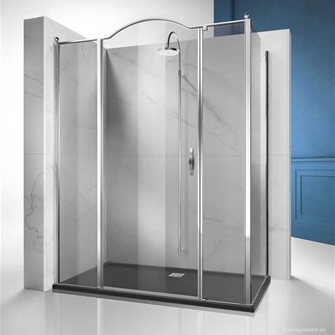 Cabine de banho em vidro temperado - GOLD : GLM+GLG - VISMARAVETRO - com porta pivotante / de canto / da linha comercial