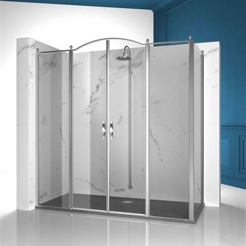 Cabine de banho em vidro temperado - GOLD : GL4+GLG - VISMARAVETRO - com porta pivotante / de canto / da linha comercial