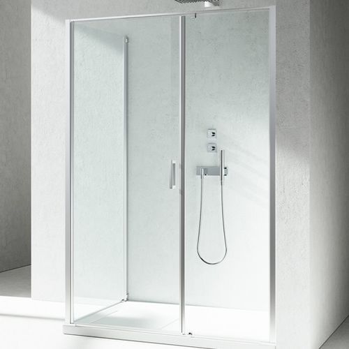 Cabine de banho em vidro - LINEA : L2+LG  - VISMARAVETRO - com porta pivotante / de canto / vidro transparente