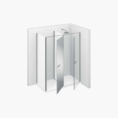 Cabine de banho em vidro - TWIN : T12 - VISMARAVETRO - com porta pivotante / de canto / vidro transparente