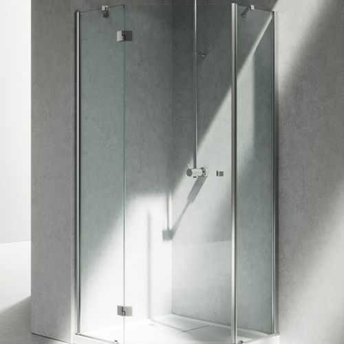 Cabine de banho em vidro - SINTESI : TRS  - VISMARAVETRO - com porta de abrir / pentagonal / vidro transparente
