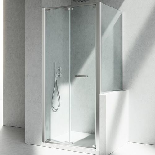 Cabine de banho em vidro - JUNIOR : GN+GP  - VISMARAVETRO - com porta articulada / retangular / vidro transparente