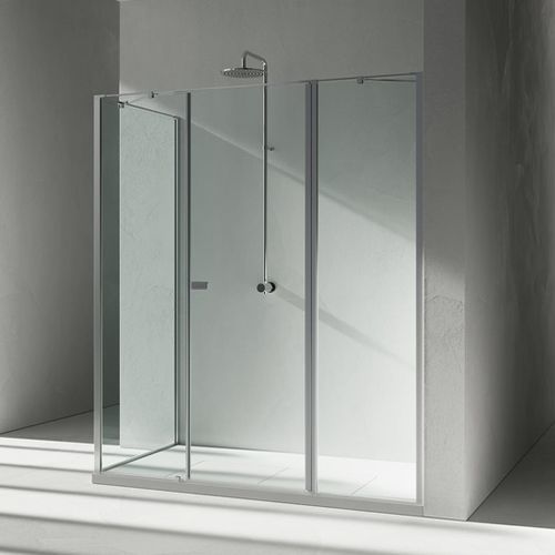 Cabine de banho em vidro - KM+KG  - VISMARAVETRO - em alumínio / com porta pivotante / fixa