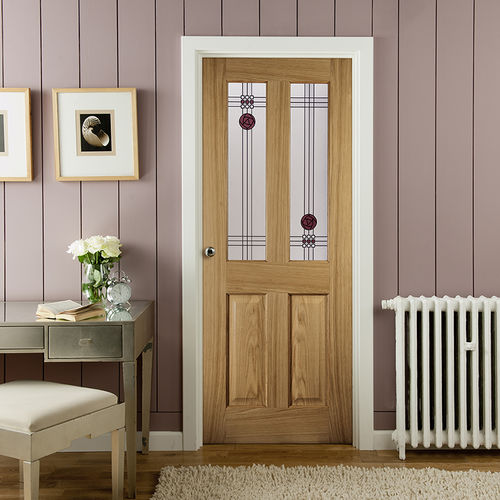 Porta interna - OREGON : MACKINTOSH 2 LIGHT - JELD-WEN - em carvalho branco / de abrir / com vidro