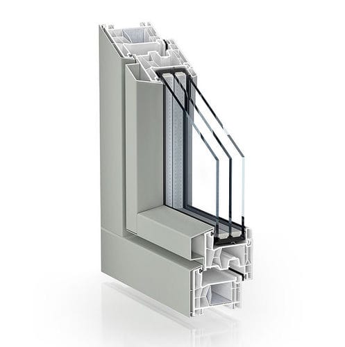 Perfil de janela em alumínio - 76 DOUBLE SEAL ALUCLIP PRO - KÖMMERLING - em PVC / em PVC-U / com isolamento térmico