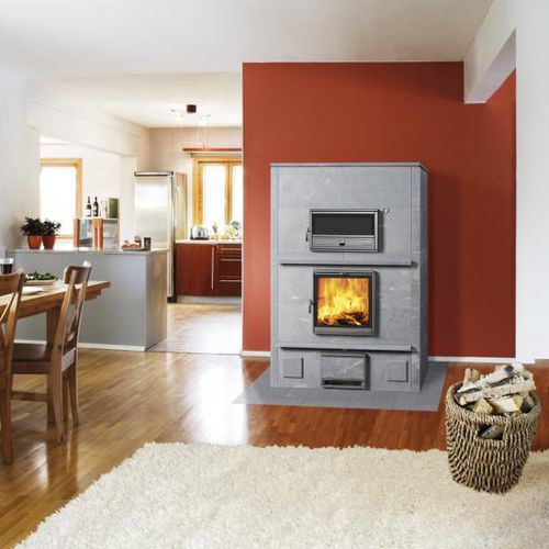 Salamandra a lenha - TLU2450/92 - TULIKIVI - contemporânea / em esteatita / com forno