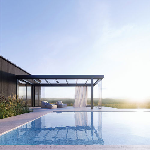 Pérgola apoiada em parede - SDL ACUBIS - SOLARLUX - em alumínio / em vidro / com cobertura de vidro
