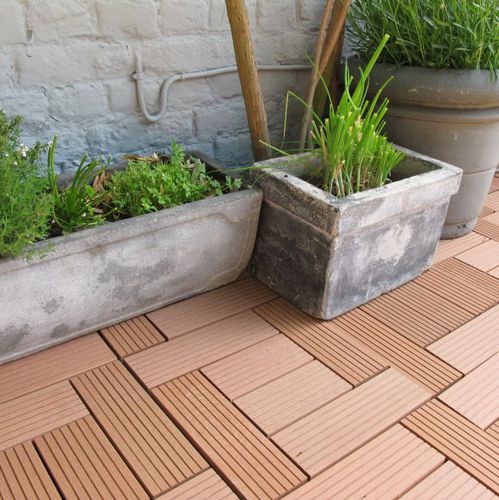Tábua de deck em compósito - XYLTECH® SLATTED FLOORS - SEDPA - efeito de madeira / com sistema de encaixe / da linha comercial