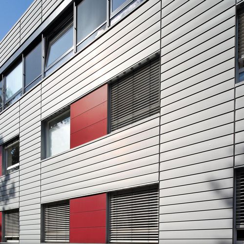 Revestimento de fachada em painéis - SHIPLAP - RHEINZINK - de zinco / vertical / sustentável