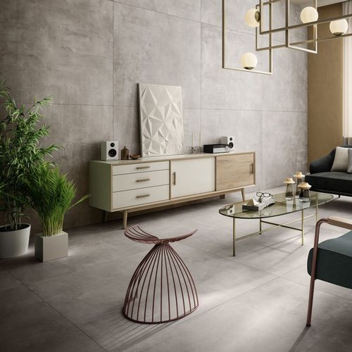 Placas de revestimento em porcelana - MAXIMUS BASIC CONCRETE XL - RAK Ceramics - fosca / para ambiente interno / de parede