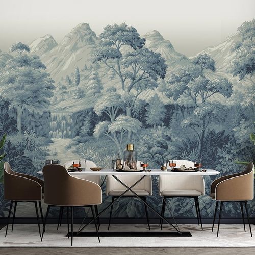 Papel de parede contemporâneo - MALVERN TEAL  - Marston & Langinger - com natureza / efeito papel de parede / branco