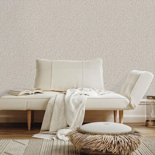 Papel de parede contemporâneo - HERRINGBONE WARM - Marston & Langinger - estampado / efeito de tecido / branco