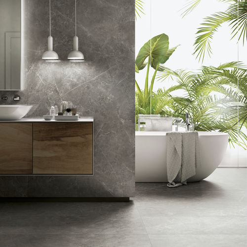 Placas de revestimento em grés porcelanato - TRILOGY : SANDY GREY - Panaria ceramica - polida / brilhante / esmaltada