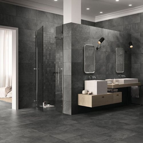 Placas de revestimento em grés porcelanato - TRUE : SOFT BLACK - Panaria ceramica - com acabamento natural / para ambiente interno / de parede