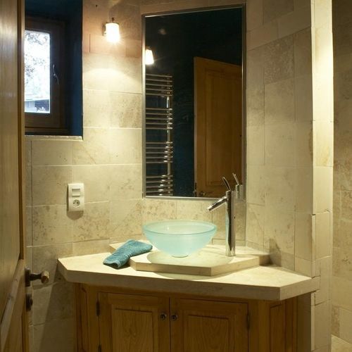 Revestimento de parede em pedra natural - AUBEROCHE POMMELÉE - OCCITANIE PIERRES - para ambiente interno / colado / para sistema de fixação antigo