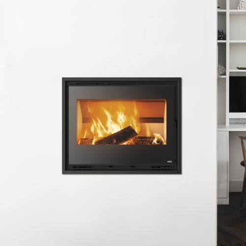 Lareira tipo inserto a lenha - QBOX 70 - MCZ - em aço / contemporânea / classe A+